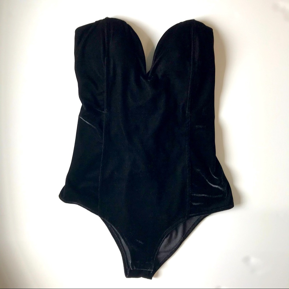 Black Velvet Sexy Bodysuit Size Large